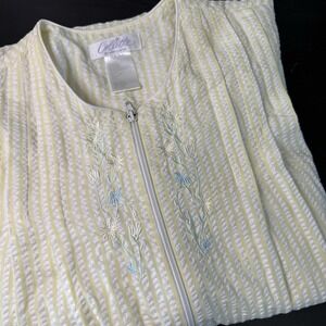 Miss Elaine Colette Seersucker Robe House Coat XL Yellow Cottagecore Grandma